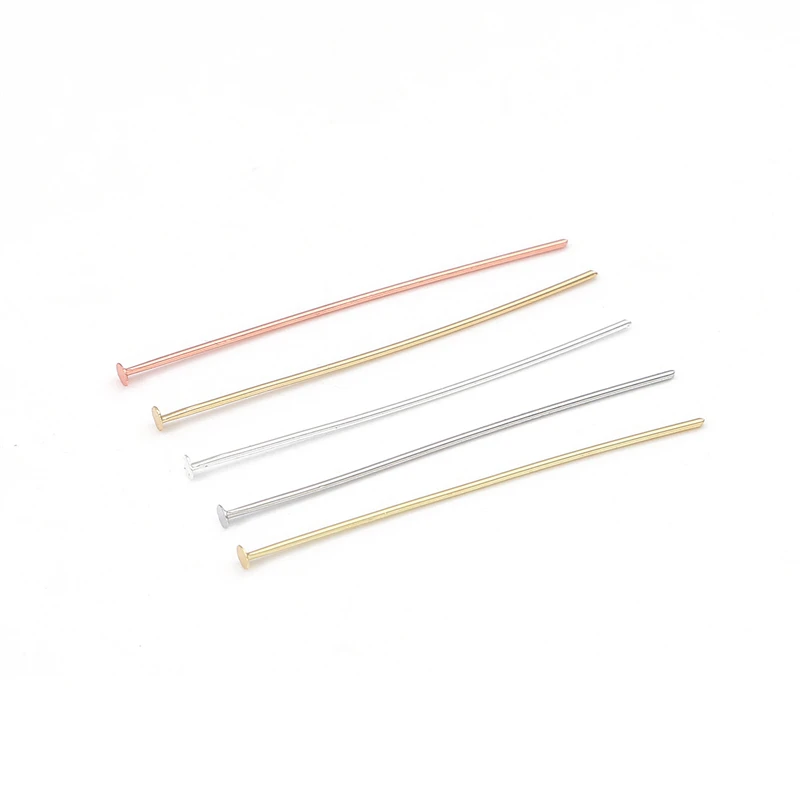 50Pcs/Lot 20/25/30/35/40/mm Color Retention Brass T-shaped Flat Head Pins Connectors For DIY Jewelry Finding Making Accessories