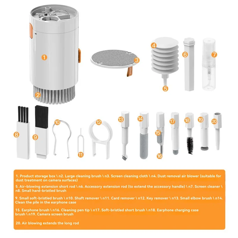 

Чистящие средства для электронных устройств Многоцелевой набор для чистки электроники 20 в 1, Щетка для чистки электроники-B27C