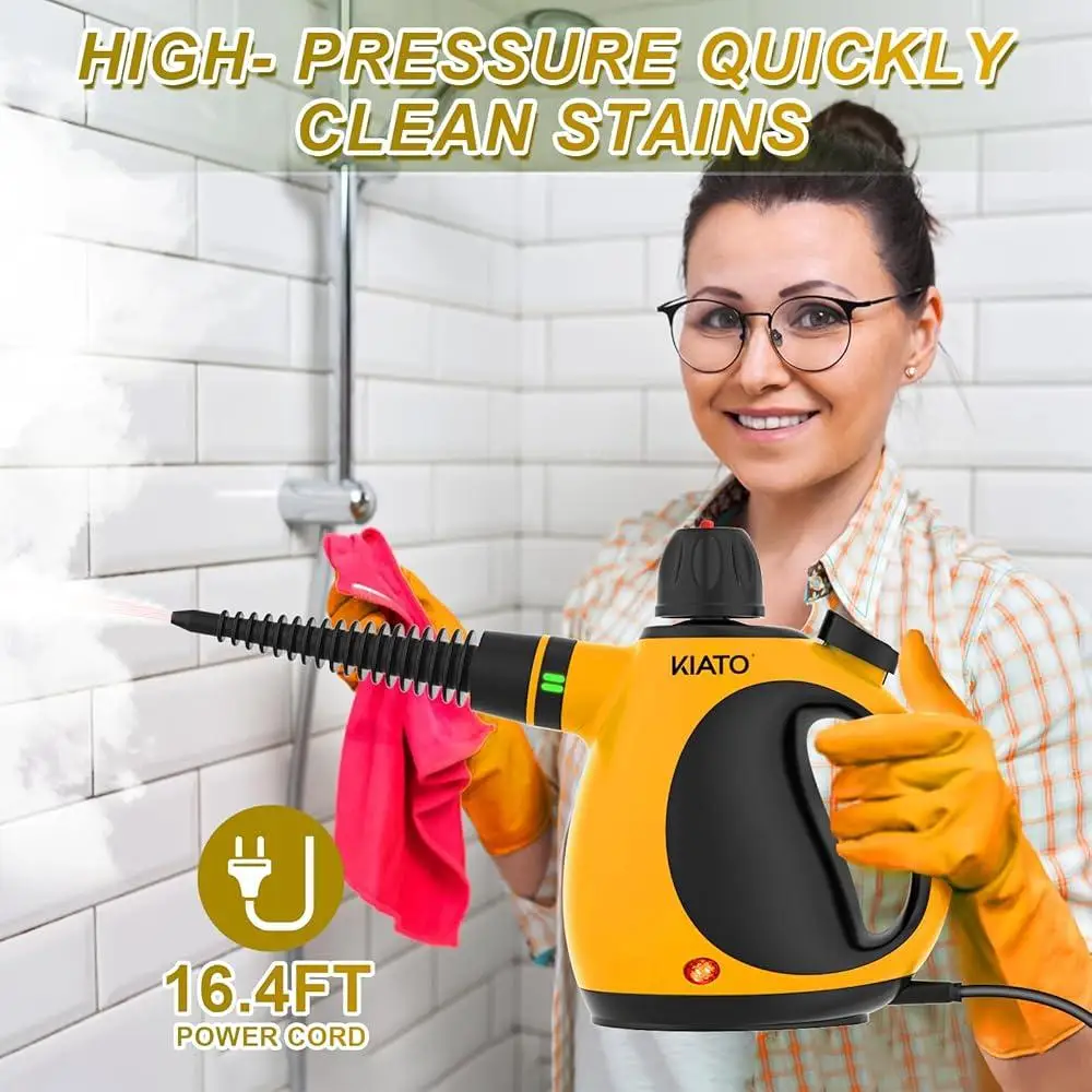 10 in 1 Handheld Steam Cleaner Portable Pressurized Steamer Continuous Steam Multi-Purpose Cleaning Home Car Bathroom Upholstery