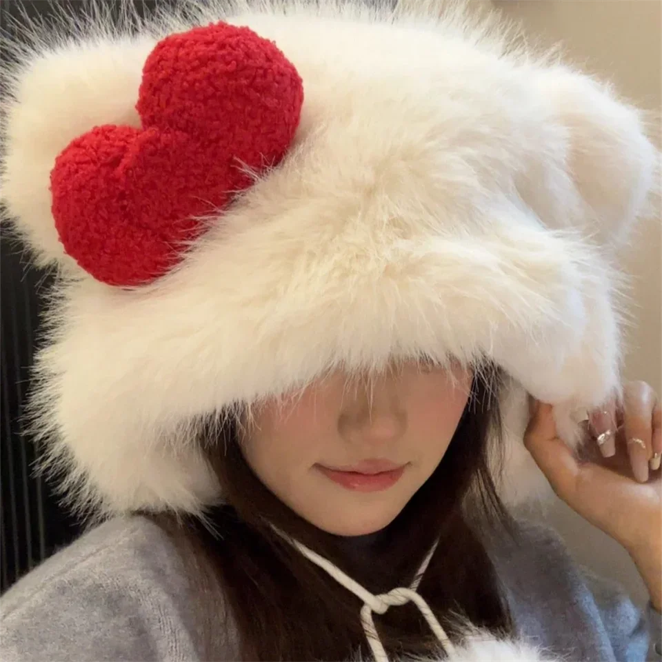 New Hello Kitty Plush Hat Miniso Cartoon Lace Bow Y2K Antifreeze Ear Windproof Hat Cute Sweet Winter Warm Girl Christmas Gift