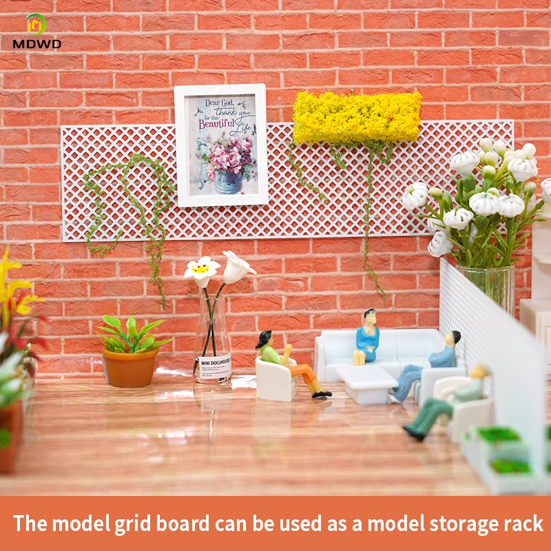 Rede de isolamento em miniatura 1/64 1/87, modelo de arquitetura, kits de construção, material retangular, placa de grade, corrimão universal
