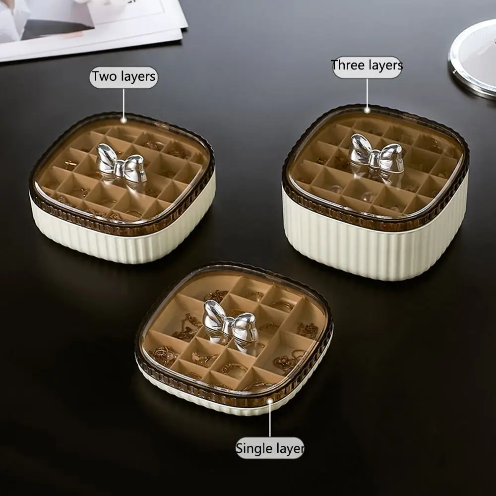 

3-слойная портативная шкатулка для драгоценностей с несколькими отделениями, органайзер для хранения ювелирных изделий большой емкости, прозрачная крышка, экономия места