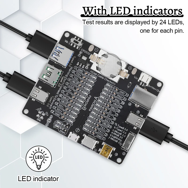 NEW USB Test Board Acrylic Case Type-C Type-B Micro Short Circuit Switch USB Data Cable Tester Anomaly Detection For iOS Android