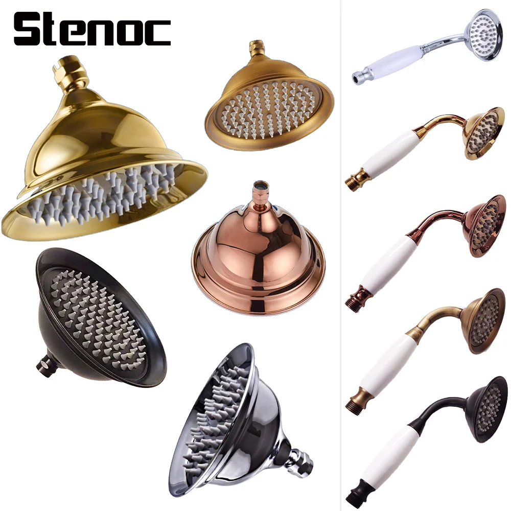 Shower Hose Stainless Steel Hand Holder Shower 8 Inch Round High Pressure Waterfall Shower Heads Bathroom Shower Accessories