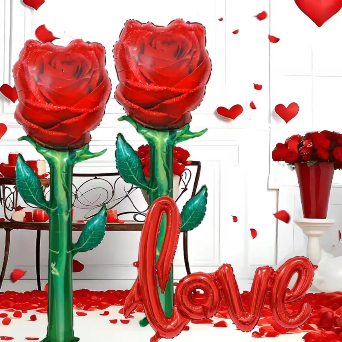 كبير 132 سنتيمتر زهرة الورد مع 108 سنتيمتر رابط الحب احباط بالونات لعيد الحب الزفاف المشاركة الذكرى رومانسية حفلة ديكو #3