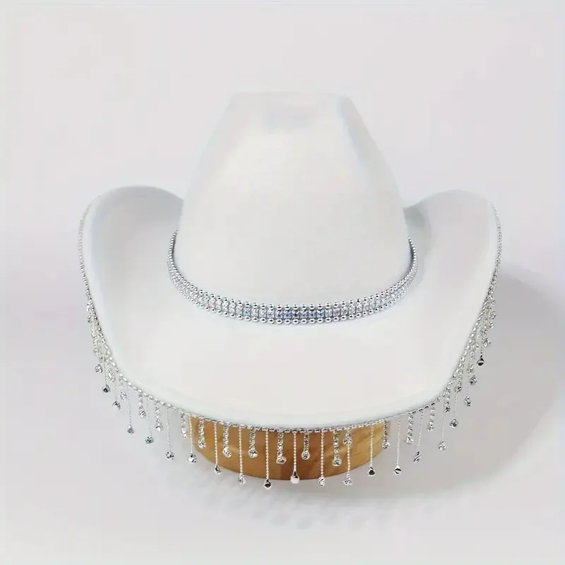 

HongLuan Glitter Costume Hat Adult & Cowboy Hats Rhinestone for Woman, Cowboy Cosplay Female Accessories & Cowgirl Cap