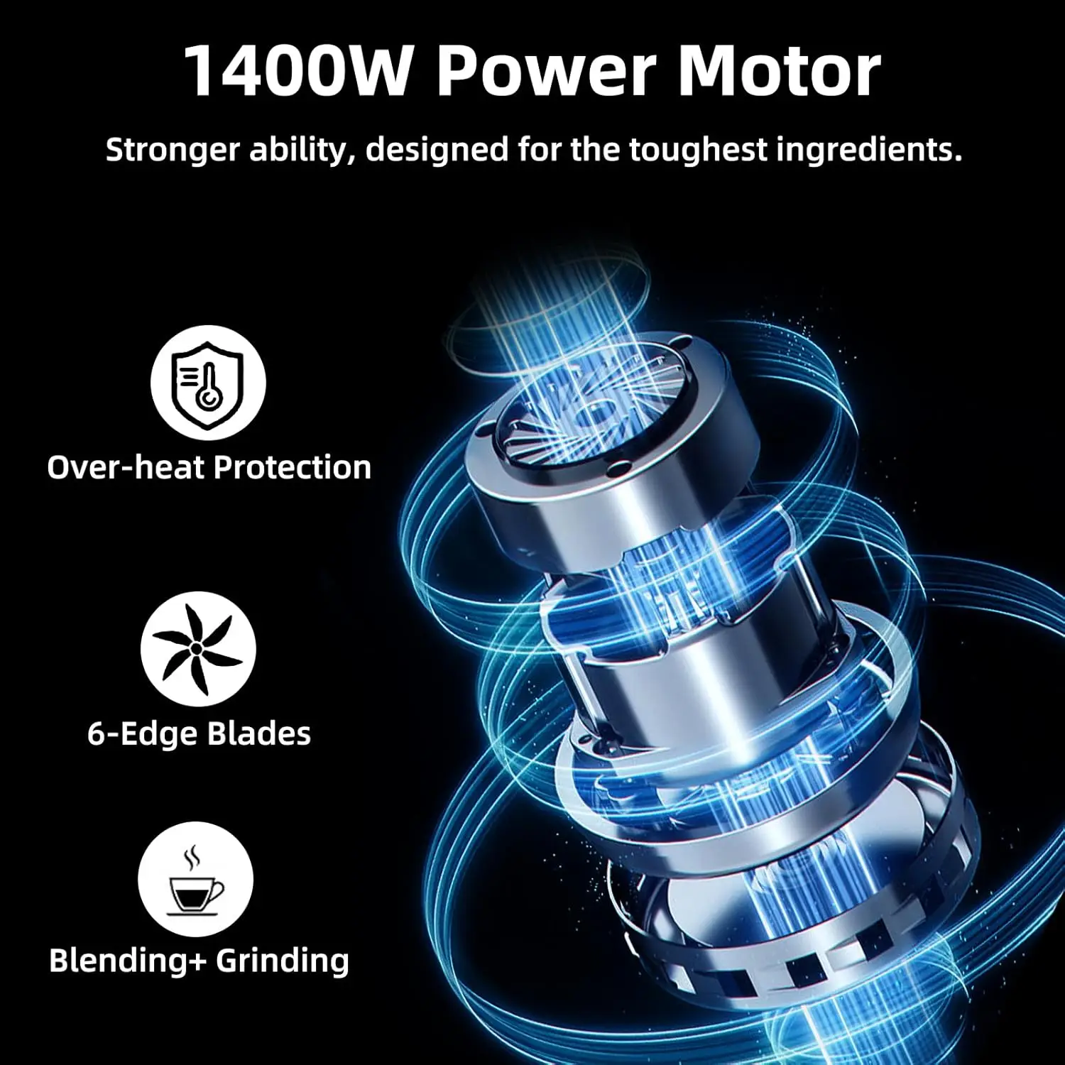 เครื่องปั่นมืออาชีพ, เครื่องปั่นบนเคาน์เตอร์, เครื่องปั่นสมูทตี้สําหรับบ้าน, ความจุขนาดใหญ่ 1400W 68 ออนซ์พร้อมฟังก์ชั่นอัจฉริยะ 5 ฟังก์ชั่นสําหรับน้ําแข็ง