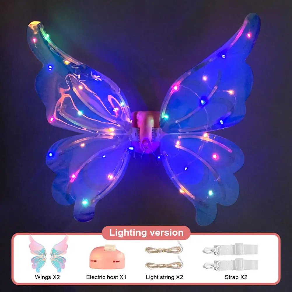 Electric Butterfly Wings Moving Elf Wing with Light Fairy Wings Cosplay Dress Up Angel Girls Toy Glowing Shiny Toys Gift