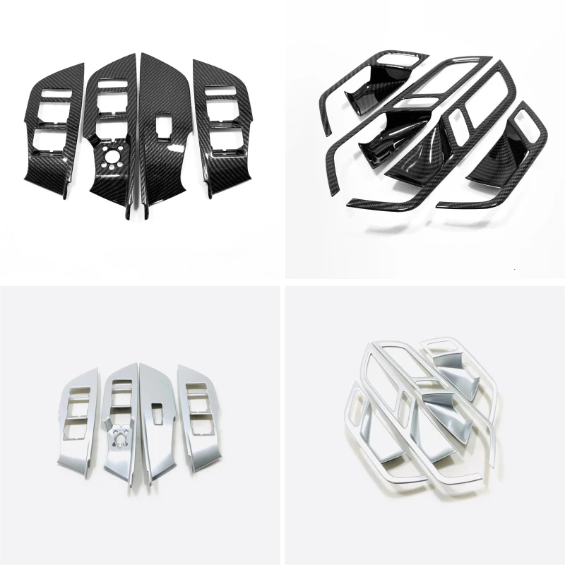 لأودي A6 C8 A7 2019 - 2023 LHD السيارات التصميم الداخلي الجانب الداخلي مقبض باب السيارة سحب غطاء وعاء نافذة التبديل التحكم الكسوة #2