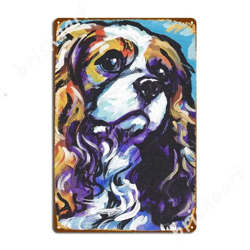 Cavalier King Charles Spaniel Dog Bright Colorful Pop Dog Art Metal Signs Cinema Kitchen Cave pub Funny Plaques Tin sign Posters