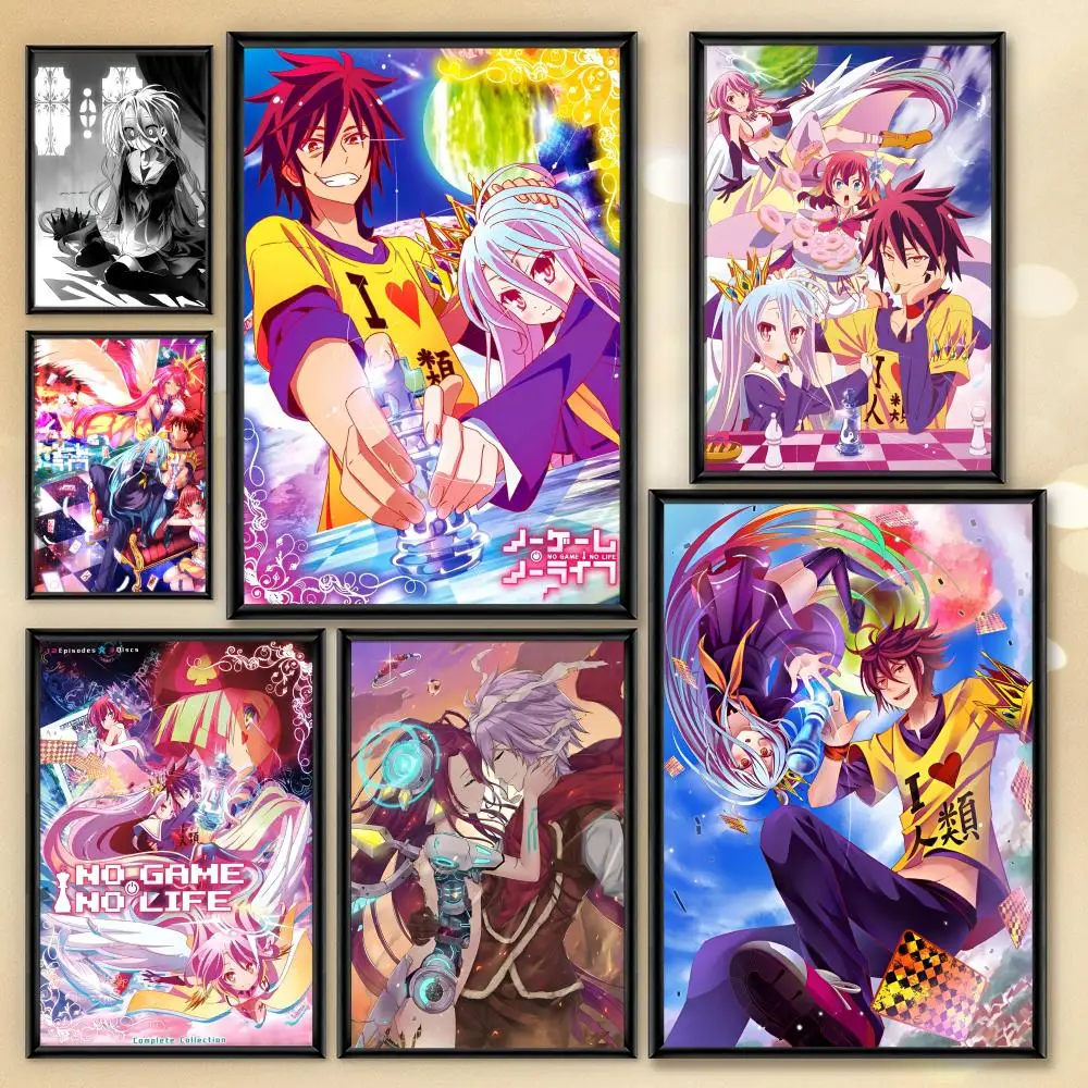 No Game No Life Anime-Poster, HD-PVC, wasserdichte Wandkunst – selbstklebend, wiederverwendbar, für Zuhause, Büro, Bar