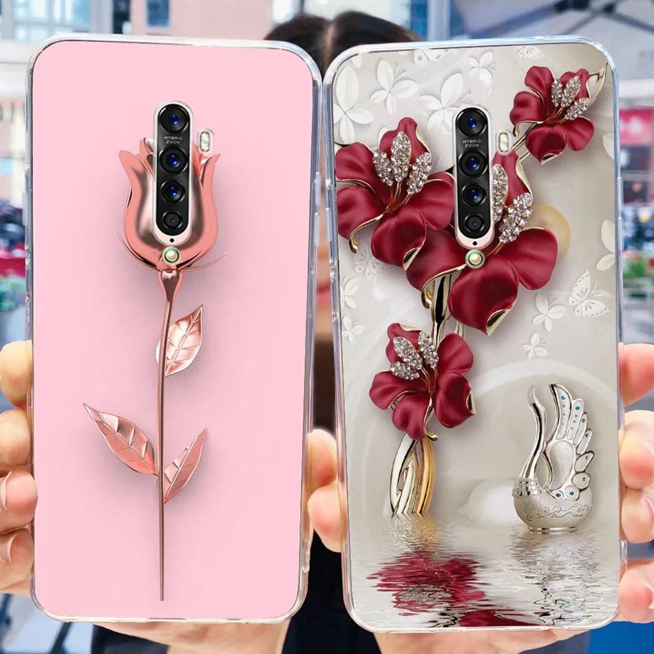 For OPPO Reno2 2F 2Z Phone Case Reno 2 Reno2 F / Z Elegant Printing Soft Silicone Clear TPU Back Cover