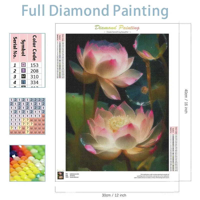 SDOYUNO Diamond Painting Lotus Cloud Cross Stitch Mosaic Floral Complete Kit DIY Embroidery Colorful Wall Art Gift