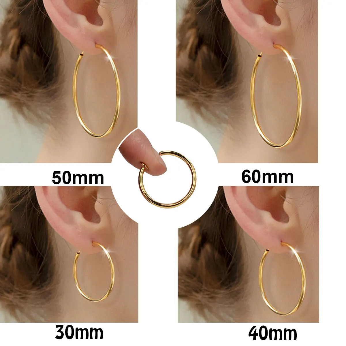 1Pair Ear Cuff Fake Hoop Earrings Man Big Round Circle Ear Clip On Earrings For Women 2023 Without Piercing Earring Non-Hole