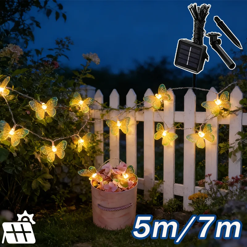 

Светодиодные солнечные гирлянды-бабочки, уличные водонепроницаемые, для украшения сада, комнаты, штор, подарок на день рождения для девочек
