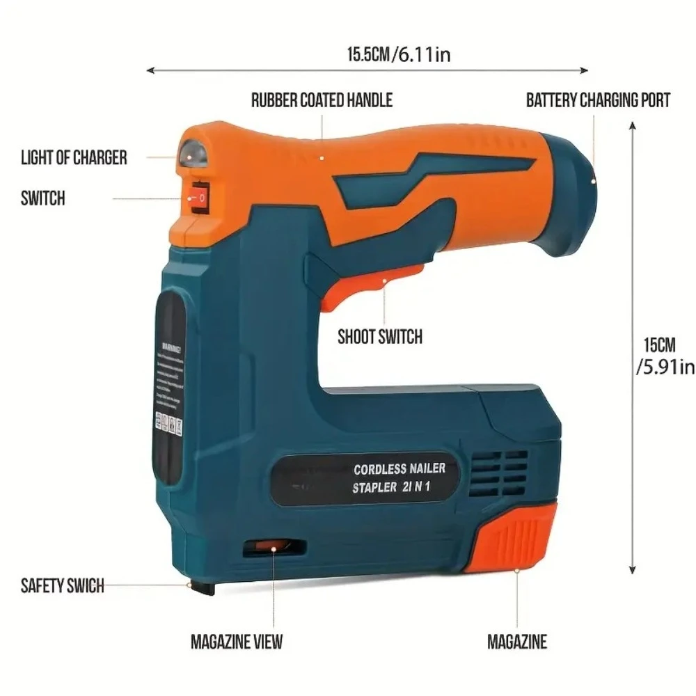 Mini Cordless Lithium Straight Staple Nail Gun Lightweight Shooting Nailer For Carpentry Work