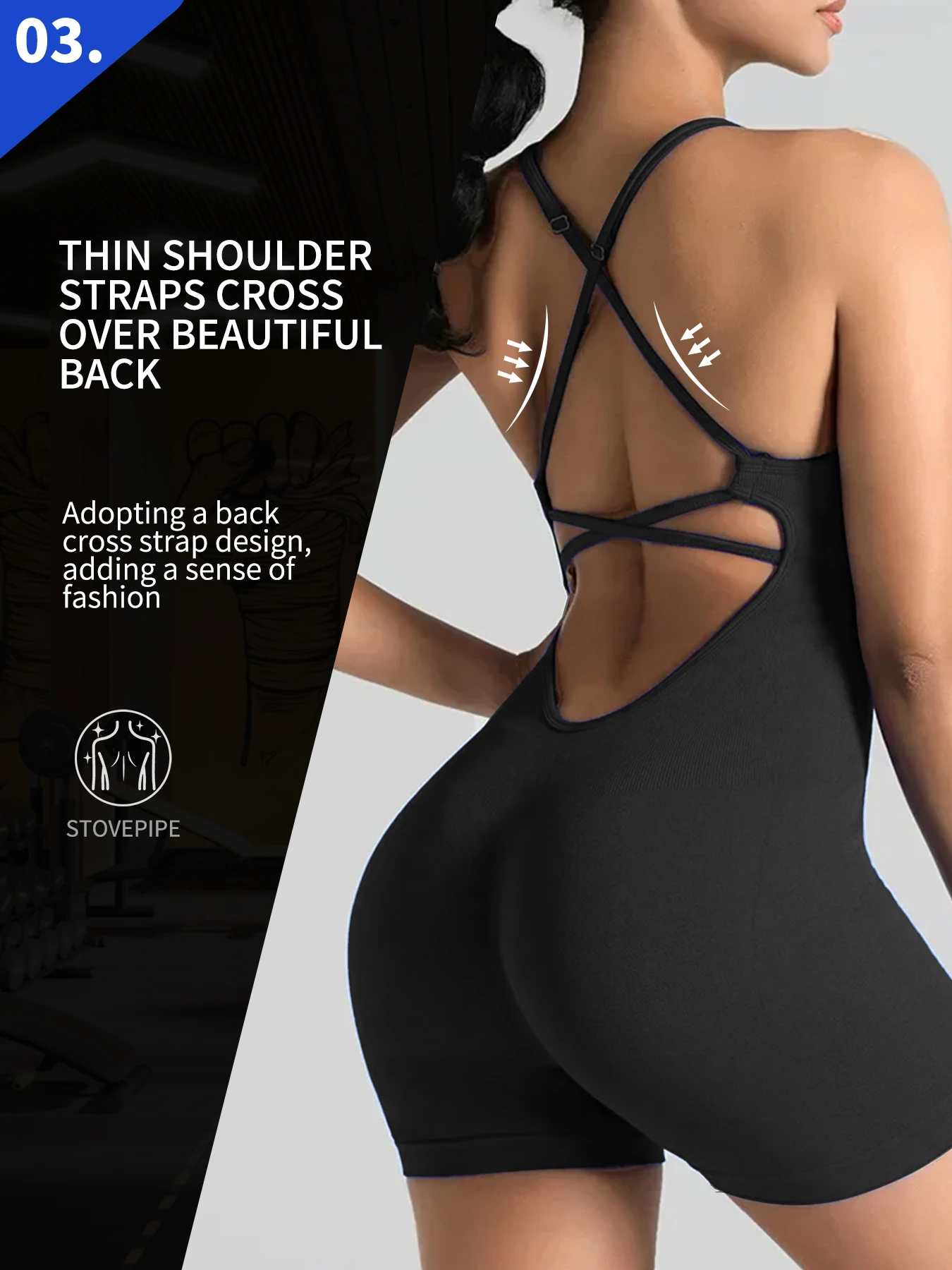 CZGUKEWomen Cross Back Straps Yoga Jumpsuit One Piece Shorts Bodysuit High Elastic Tummy Control Butt Lifting GymSports Fitness