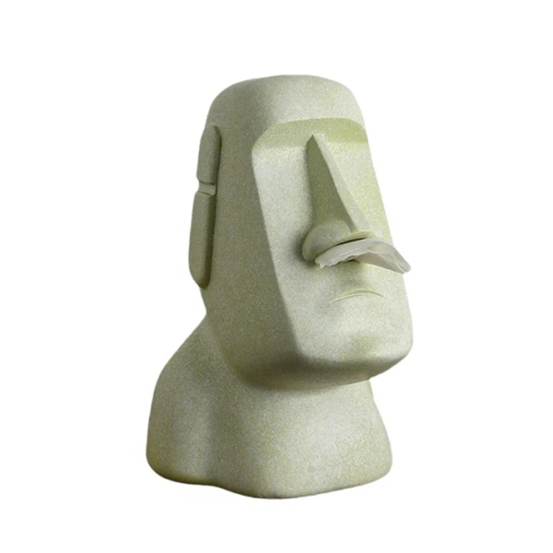 RM-Easter Island Stone Statue Paper Towel Box Home Decoration Statue Retro Living Room Decoration Home Accessories