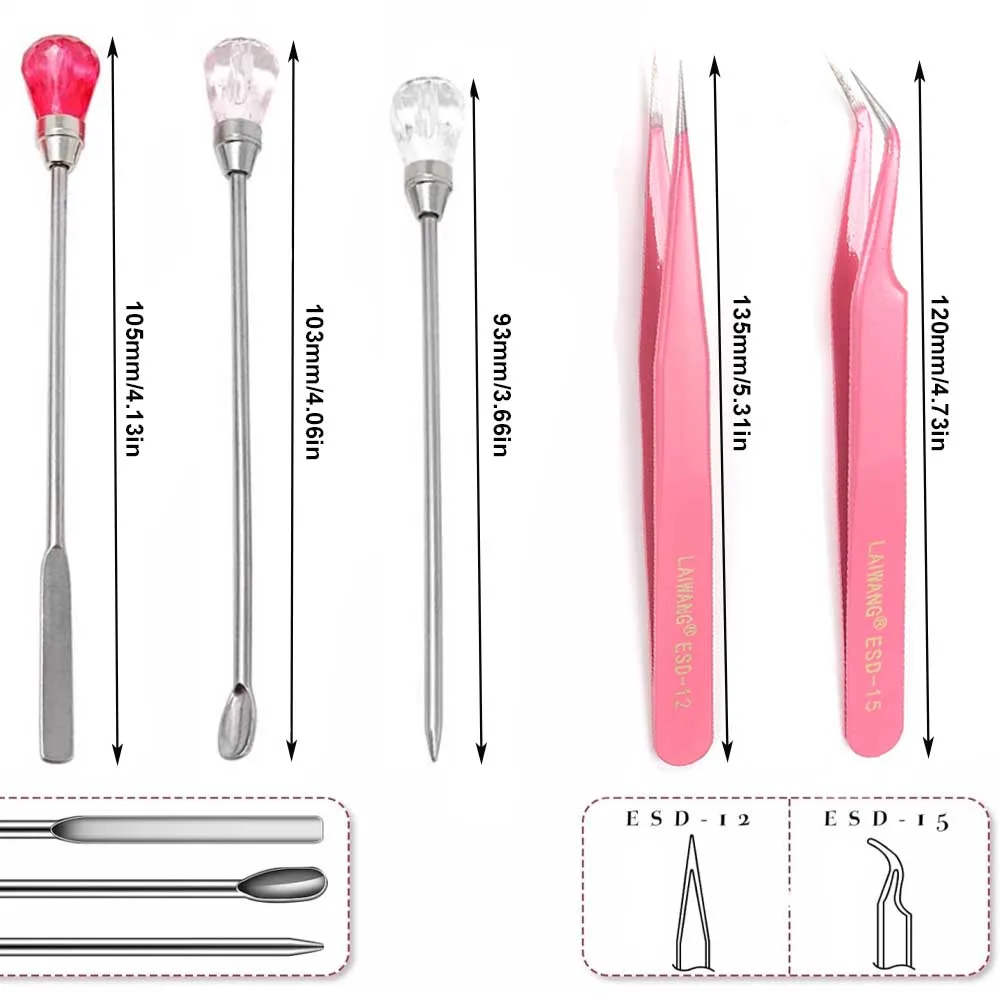 6Pcs Silicone Resin Mold Tools Set - Anti-Static Tweezers, Stirring Spoon, Needle Kit for Jewelry Making & DIY Epoxy Crafts
