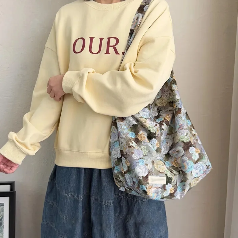 ドラゴンズホイッスルフラワー-ユニークなデザイン-ホーボーバッグ-キャンバス-シングルショルダー-通勤-大容量-女性向けのスタイリング推奨事項