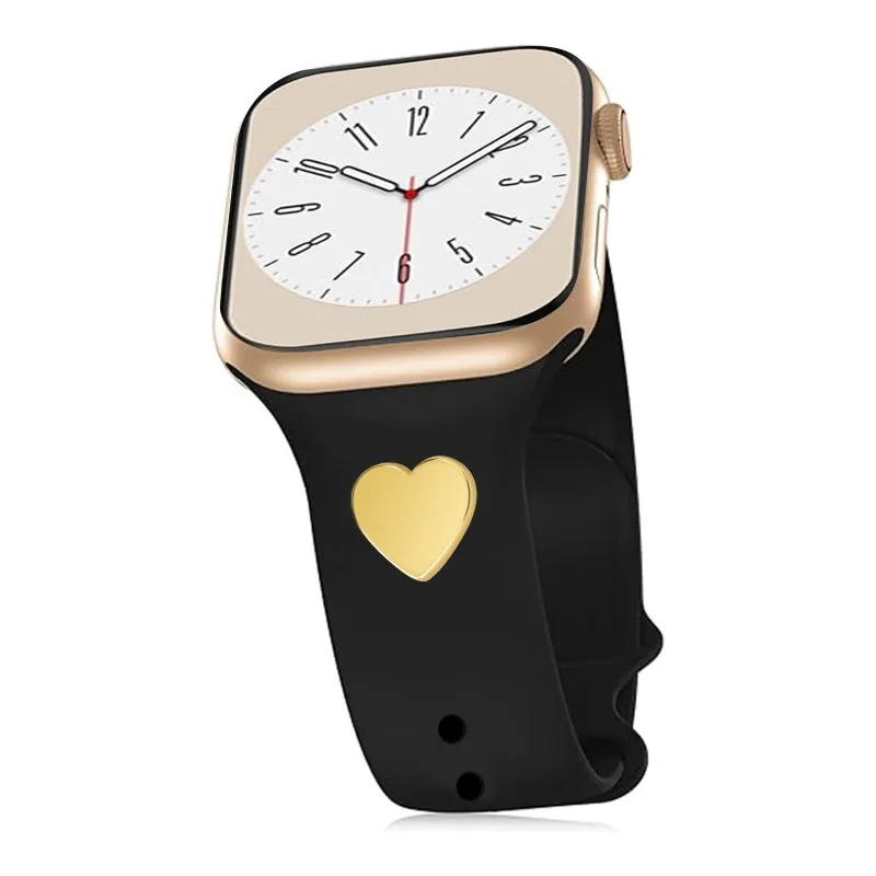 Strap Decorative Charms for iWatch Silicone Watchband Metal Decoration Nails Heart Charm Accessories for Apple Watch Band