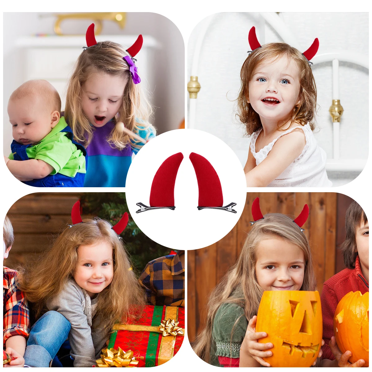 

8pcs Horn Hair Clips Comfortable Headband Halloween Party Cosplay Costume Accessories Festival Decoration Horn