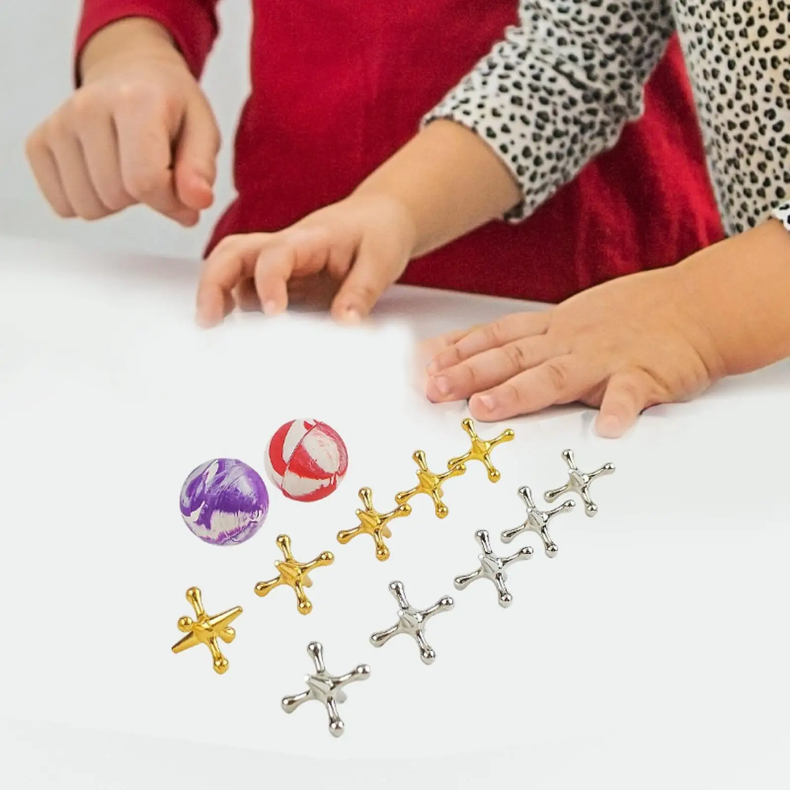 Jacks Bouncy Game with Ball Metal Table Games Set Old School Jax Game Toys for Events Camps Vintage Party Favors Board Games