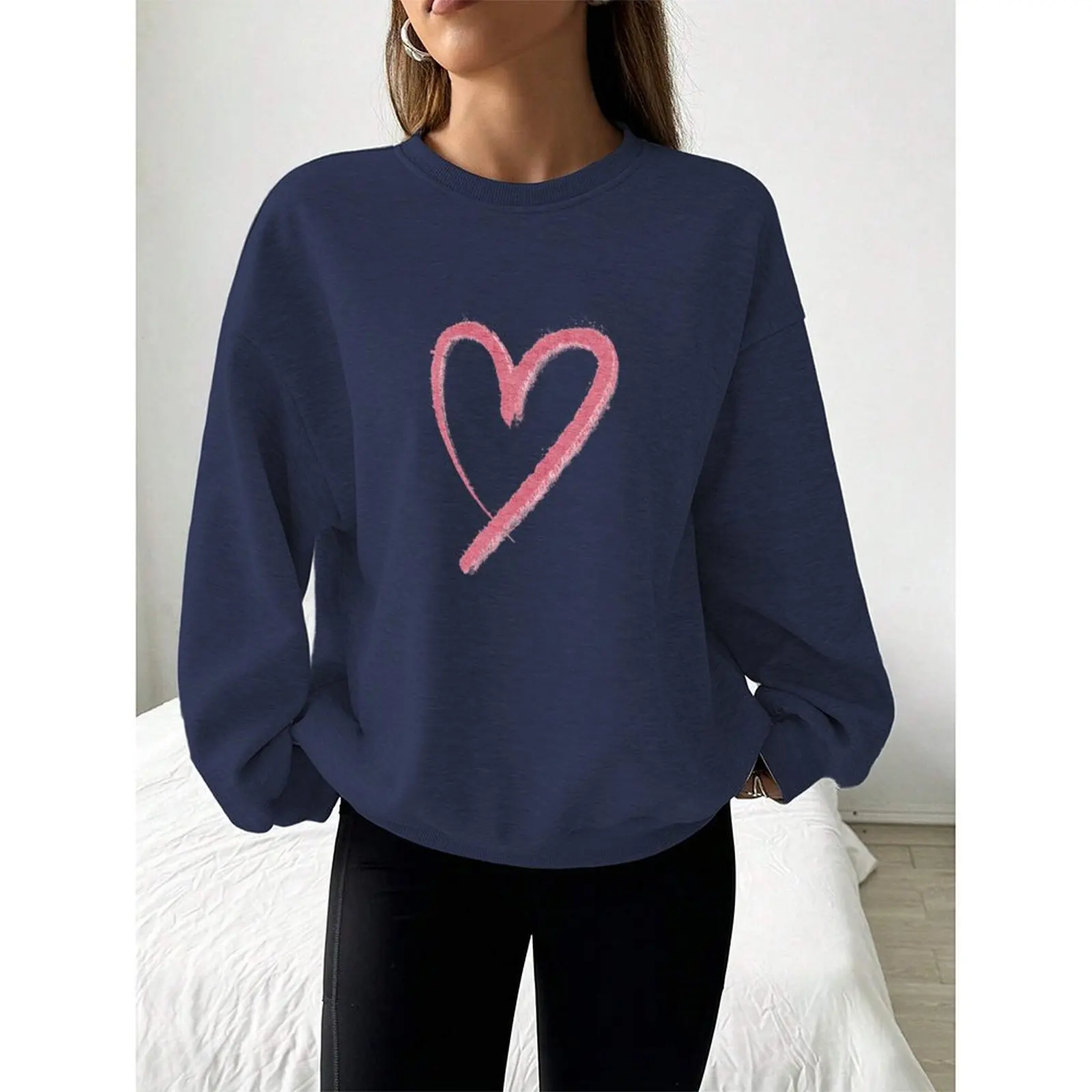 

Women's Sweater Sweatshirts Velvet Winter Casual Spray-painted Print Colorful Long Sleeve Pullovers Autumn Woman Clothes