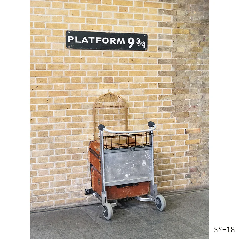 

Vinyl Custom Heaven Brick Wall Photography Backdrop Platform 9 3/4 railway Station Photo Studio Background SS-25