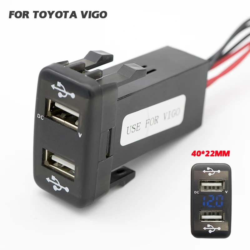 

For Toyota Vigo Charger Voltmeter Display Dual USB Adapter Interface Socket Port Voltmeter Auto 2 USB Car Socket Phone Charging