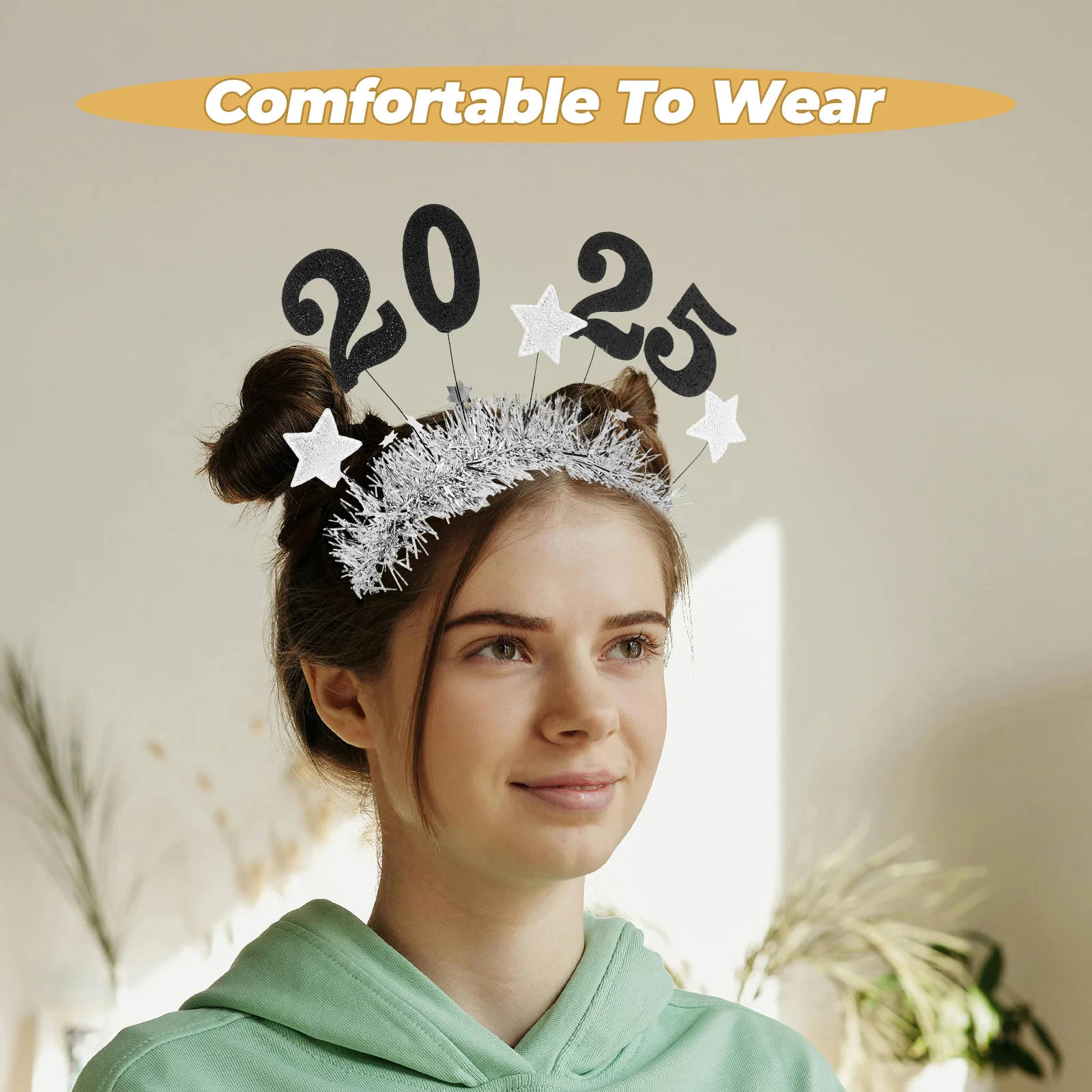 

Digital Star Hairband 2025 Headbands Headgear New Year Hoops Iron Wire Headpiece