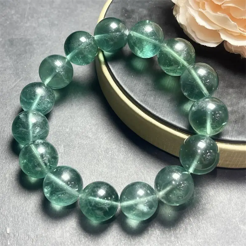 

Natural Green Fluorite Bracelet Handmade Jewelry Stretch Bangle Children Birthday Gift 1pcs 13/14/15MM