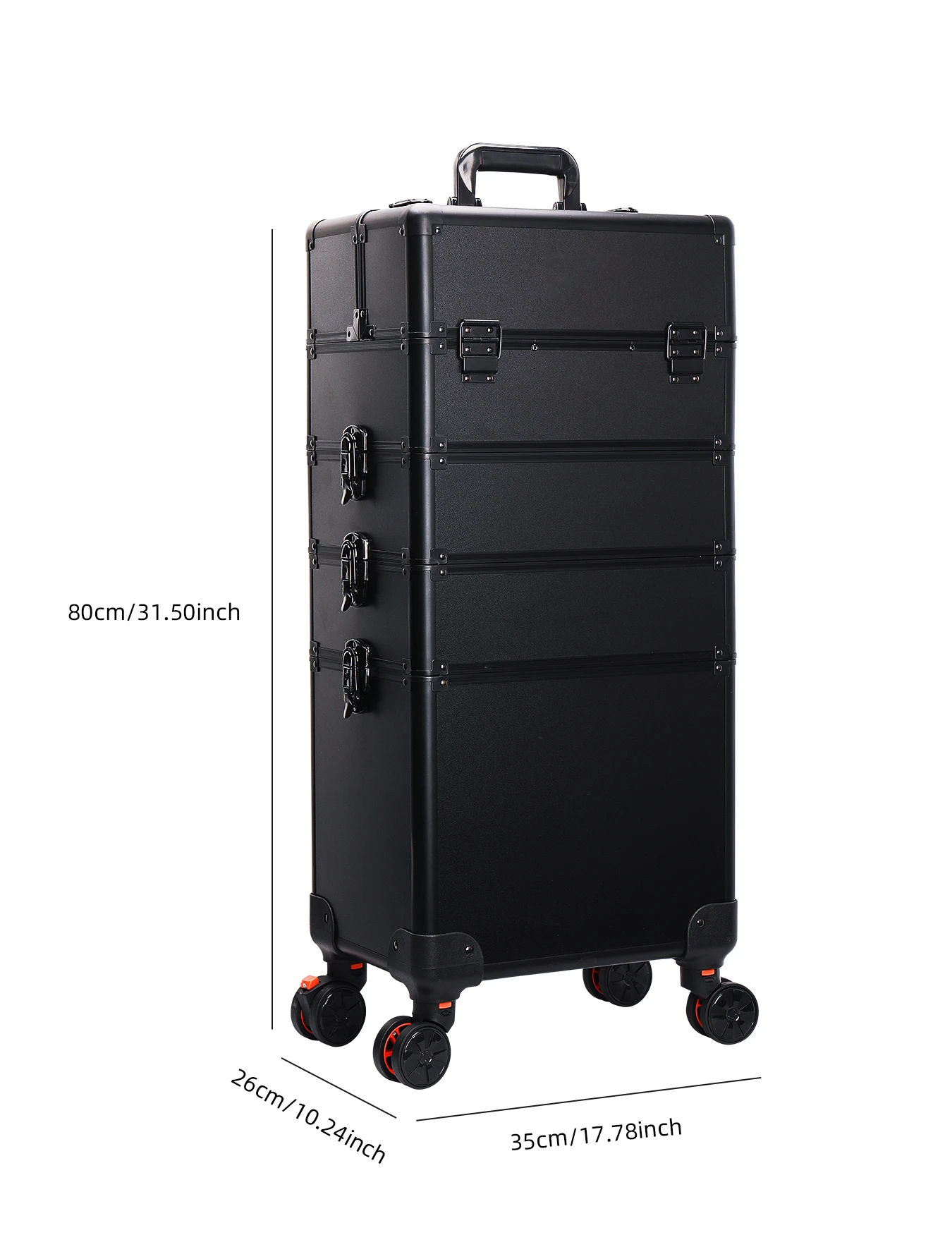 Detachable Rolling Makeup Case Large Storage Cosmetic Trolley 4 Layers Large Capacity Makeup Organizers Travel Case with Key