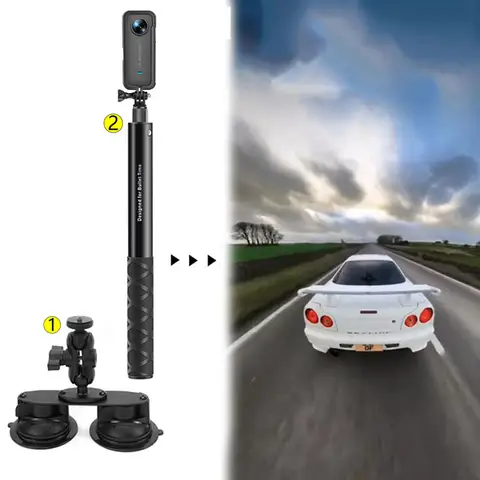 1-tums kulledshållare med dubbel platt sugkopp för bilen och osynlig selfiepinne för Insta360 X3 One RS One X2 GoPro Max-tillbehör 10 best sales Insta360 One RS 1 tum - №3