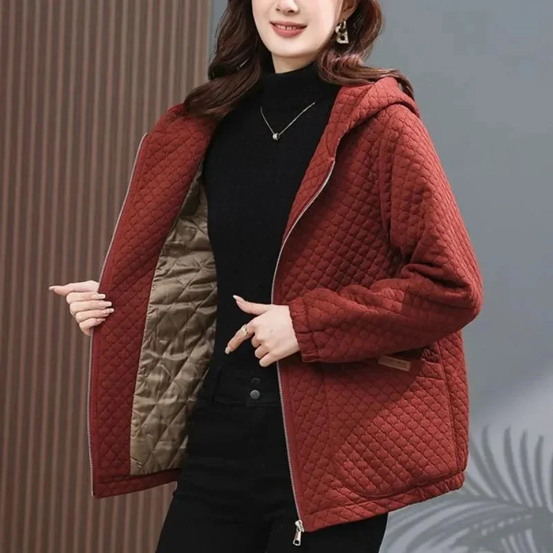 

Fashion Casual Hooded Cotton Jacket Winter Coat Women's 2024 New Middle-Aged Mother Overcoat Keep Warm Cotton-Padded Jacket