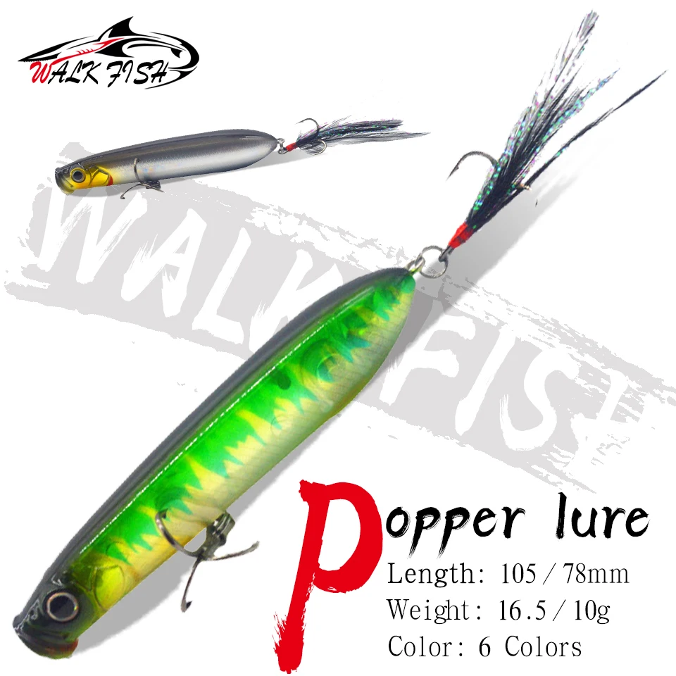 WALK FISH 1PCS Floating Popper Fishing Lure 10g 16.5g Sea Bass Fishing Surface Walkers Float Bait for Spinning Popper Pesca