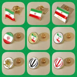Iran Iranians Map Flag National Emblem National Flower Brooches Badges Lapel Pins