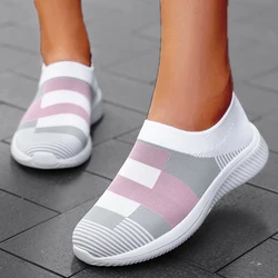 2024 New Fashion Sneakers For Women Casual Shoes Solid Color Trainers Women Sneakers Slip On Sock Ladies Flat Shoes Shoes Women