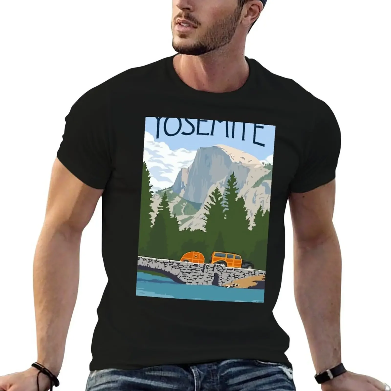 

VIntage Yosemite Merced River Travel T-Shirt anime shirt funny shirt cotton vintage graphic tee T-shirt men