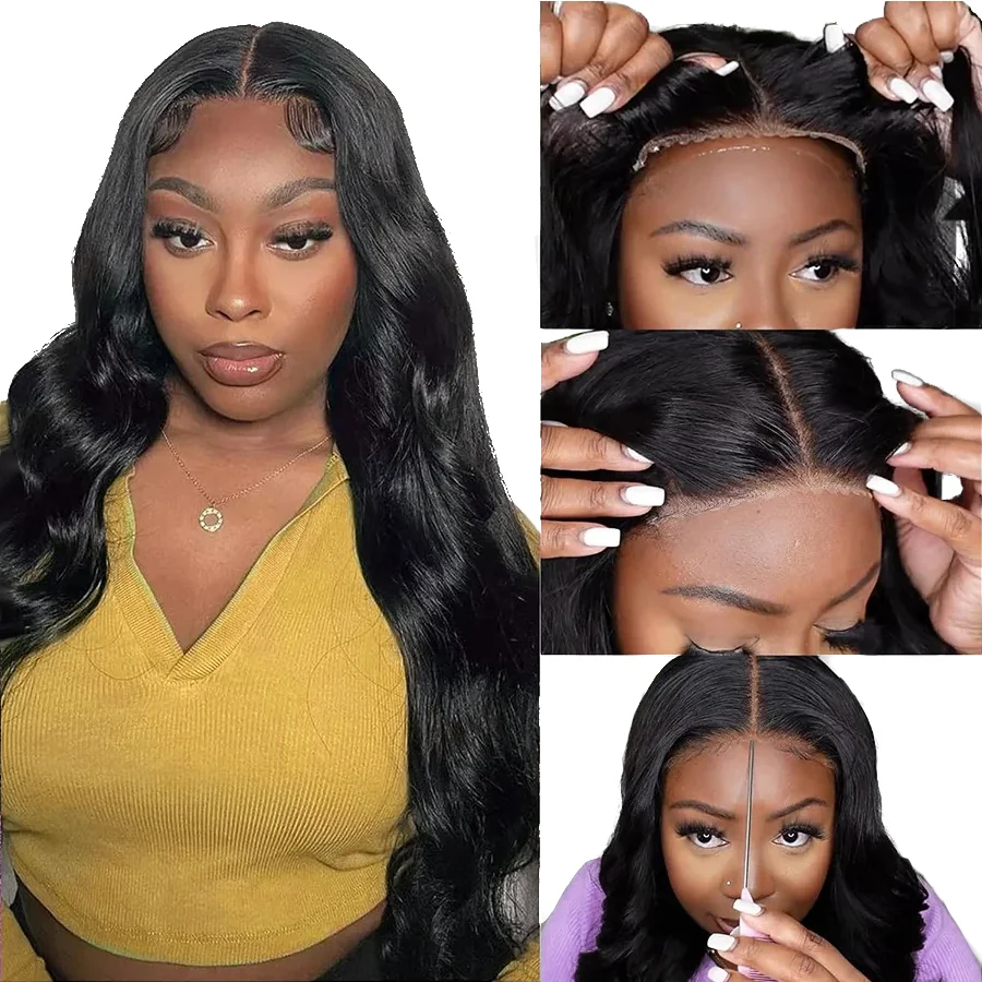 Glueless Ready to Wear Body Wave Human Hair Wigs With Elastic Band Glueless Pre Plucked Closure Wig Beginner Friendly