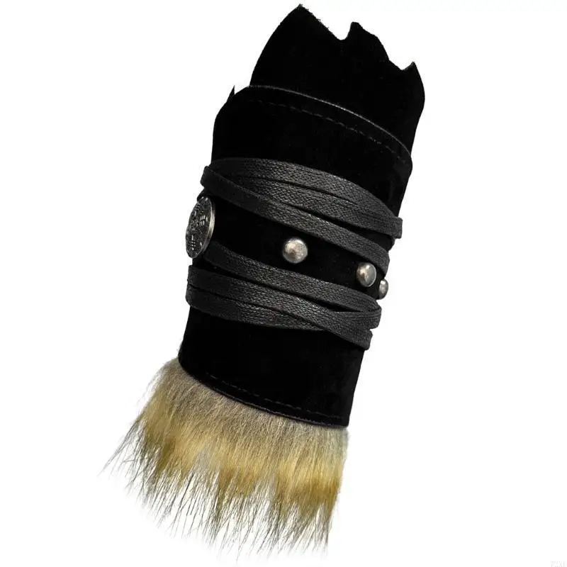 

72XE Traditional Arm Guard Medieval PU Leather Gauntlets Wristband for Party