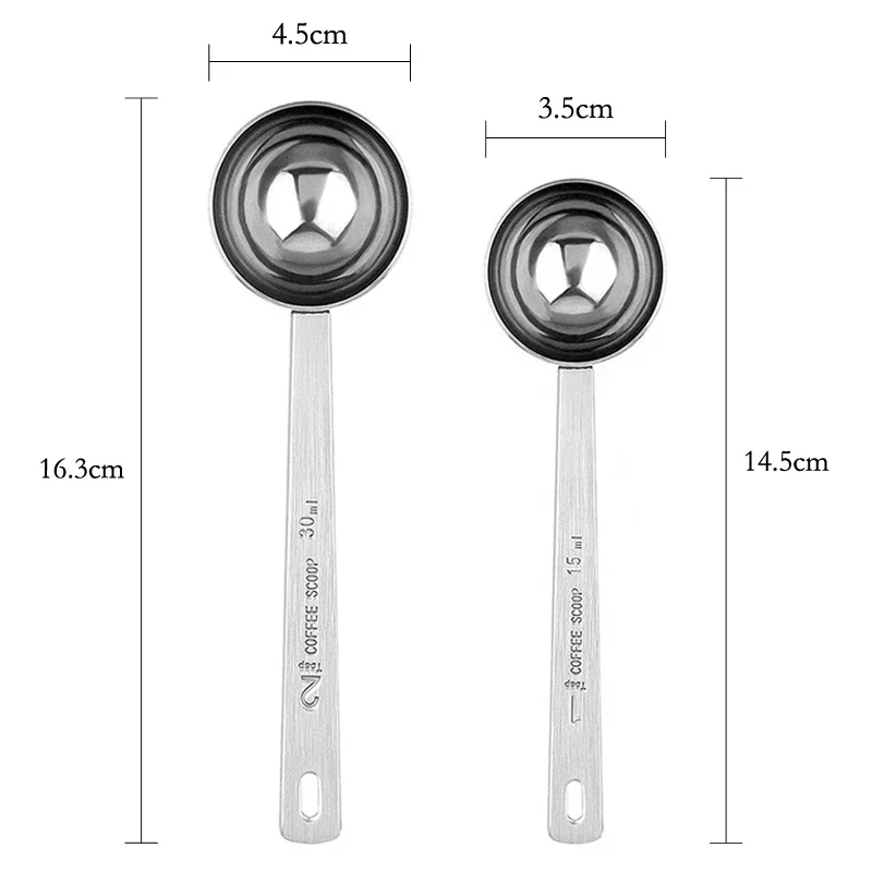 Stainless Steel Kitchen Measuring Spoon, Coffee Scoop, Milk Powder, Spice Measure, Tablespoon, Metal Measuring Tools, 15ml, 30ml