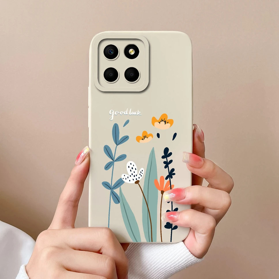 For Honor X6 X6A X6S 4G Case Cute Flower Smooth Liquid Silicone Back Cover Shell For HonorX6 HonorX6A HonorX6S 4G Coque Fundas