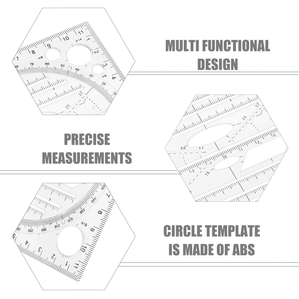 2pcs Drawing Template Circle Ruler Geometry Architectural Scale ABS Precision Measurement Tool for Art Design Drafting