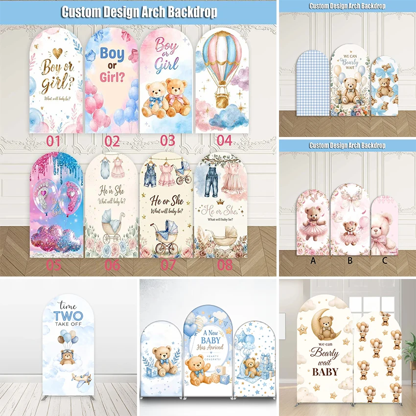 Mehofond Custom Boy or Girl Gender Reveal What Will Baby Be Kids Birthday Party Baby Shower Cover Arch Background Decor Backdrop