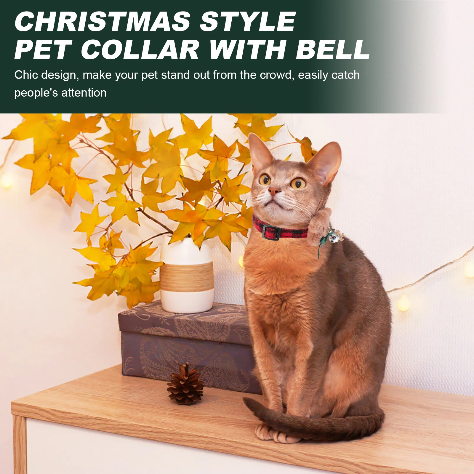 

2 pcs Pet Dog Collars Quick Release Adjustable Cotton Lattice Bell Christmas Cat Kitten Neck Ring Sturdy Durable