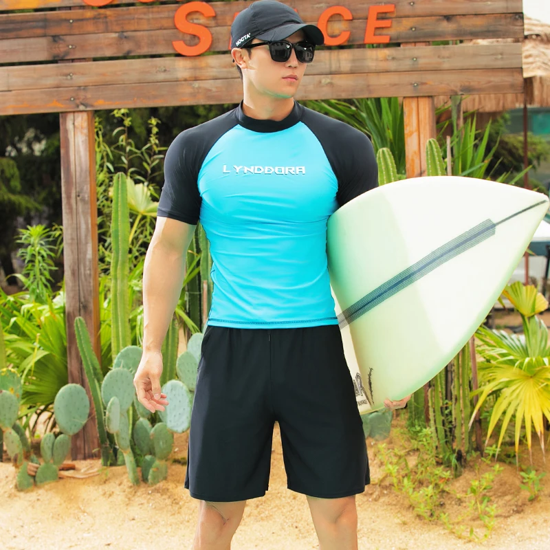 

JCZWO Short Sleeve Rash Guards Surfing Clothes Beach Men Swimsuits Tight Base Layer Wetsuit Snorkeling Kayaking Floatsuit Divi