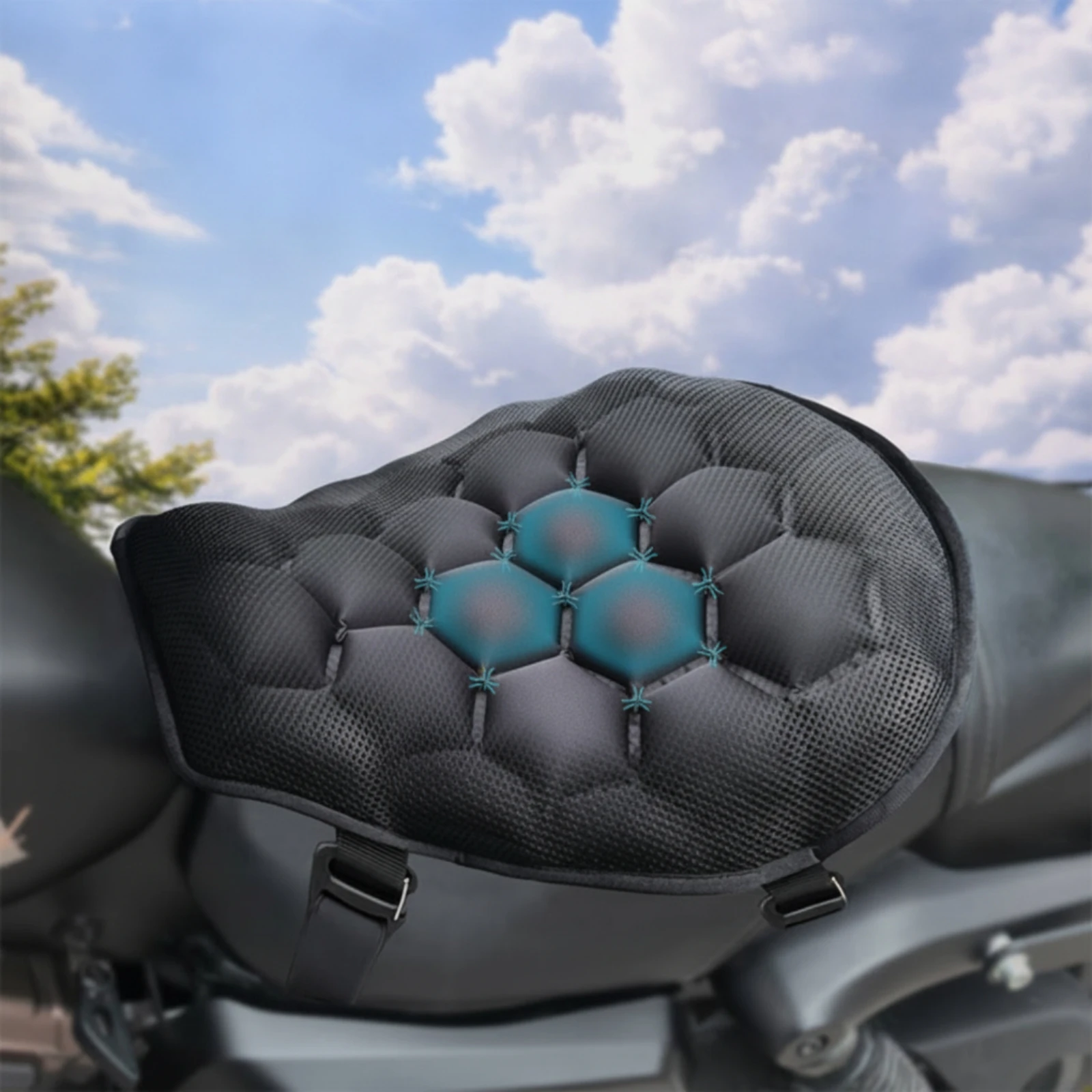Motorcycle Seat Cushion Shock-Absorbing Motorcycle Air-Filled Pad Breathable Comfortable for Motorcyclists, Long-Distance Riding