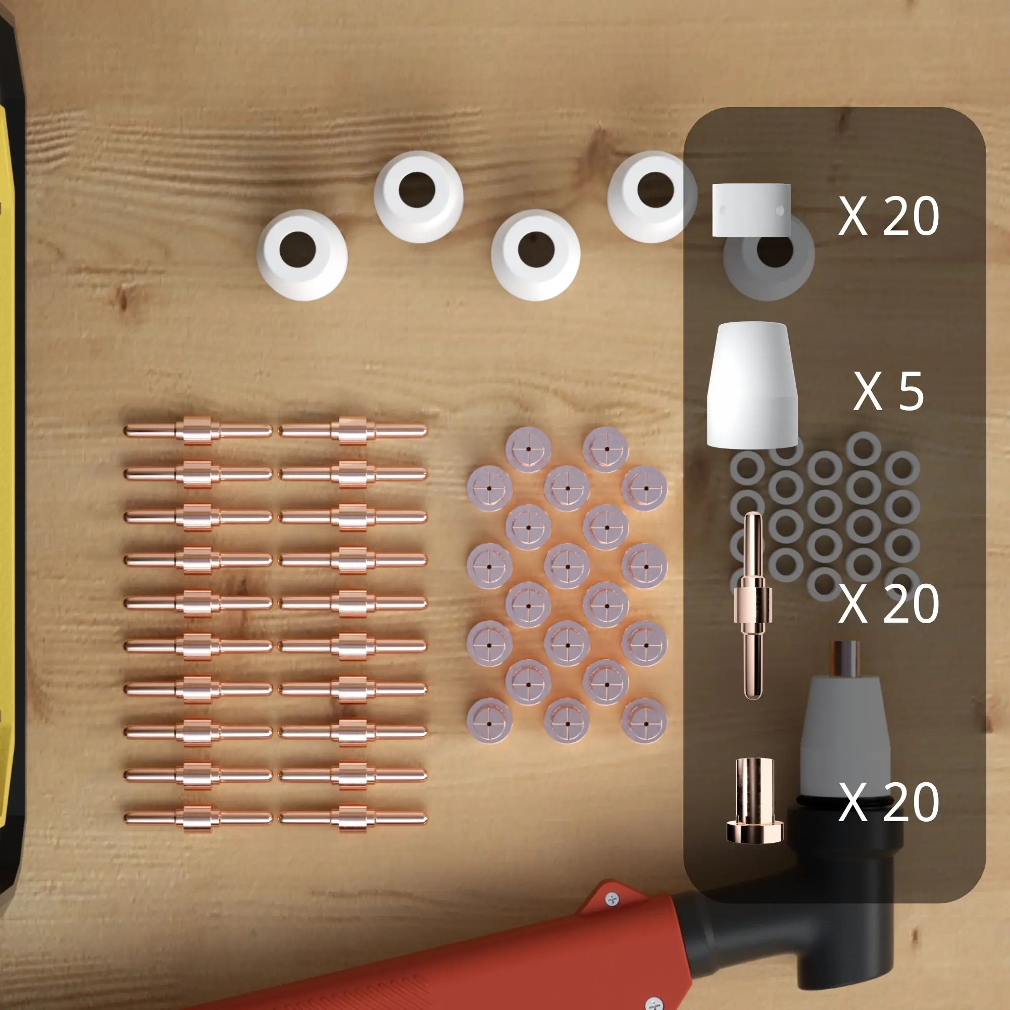 Imagem -02 - Kit de Eletrodos e Bicos de Ponta de Cortador de Plasma 65 Peças Acessórios Consumíveis para Pt31 Corte 30 40 50 Ferramentas de Soldagem de Cortador de Plasma