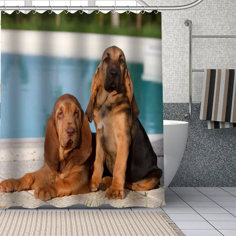 Custom Bloodhound Beagle Shower Curtain Waterproof Bathroom Curtain Fabric Shower Sets Drop Shipping 1pc Custom